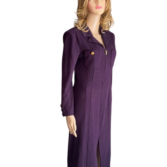 St. John collection PURPLE Dress
Gown Gold Buttons Santana Knit
Long Sleeve 4 - Picture 2 of 16